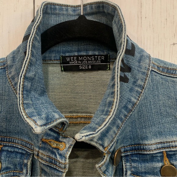 Wee Monster Girl's Denim Jacket Size 8 Heart electric patch cotton kid power - Picture 4 of 15